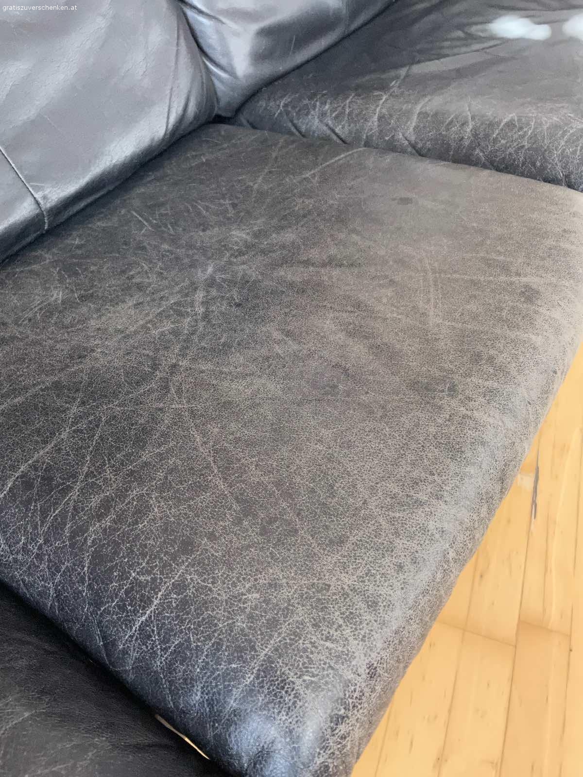 Leder 3er Sofa Erpo, schwarz Möbel Gratis zu verschenken