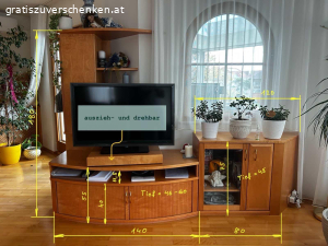 Wohn- und Esszimmer zu verschenken. Kompletter Wohnzimmerverbau, Echtholz, in Top Zustand, sowie ein Esszimmer mit Sitzbank, Esstisch und div. Schränken zu verschenken! Nur komplett abzugeben. Die Möbel sind bereits demontiert und bereit zur Abholung!