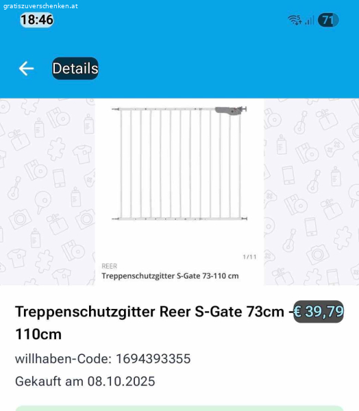 Zu verschenken: Treppenschutzgitter